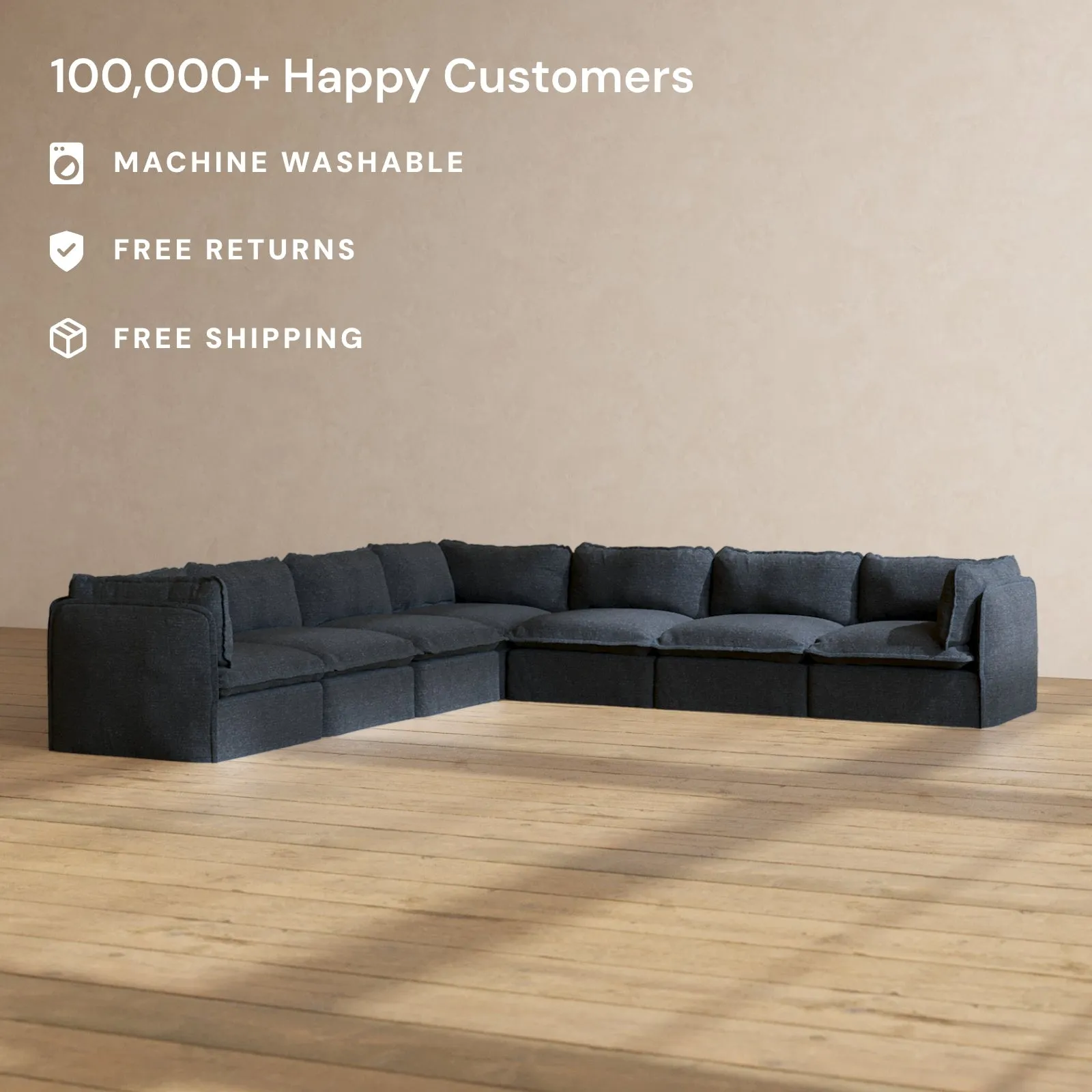 Modular Performance 7-Seater Corner Sectional in Indigo | Deluxe Blend