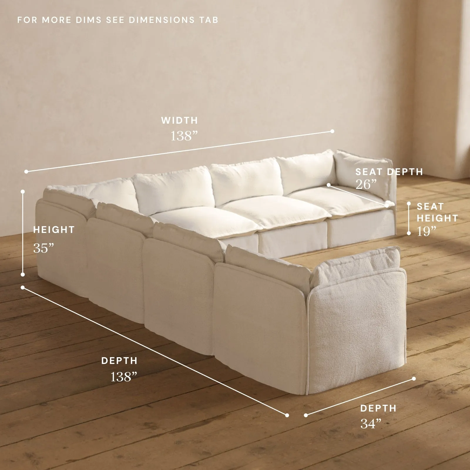 Modular Performance 7-Seater Corner Sectional in Mousse | Deluxe Blend
