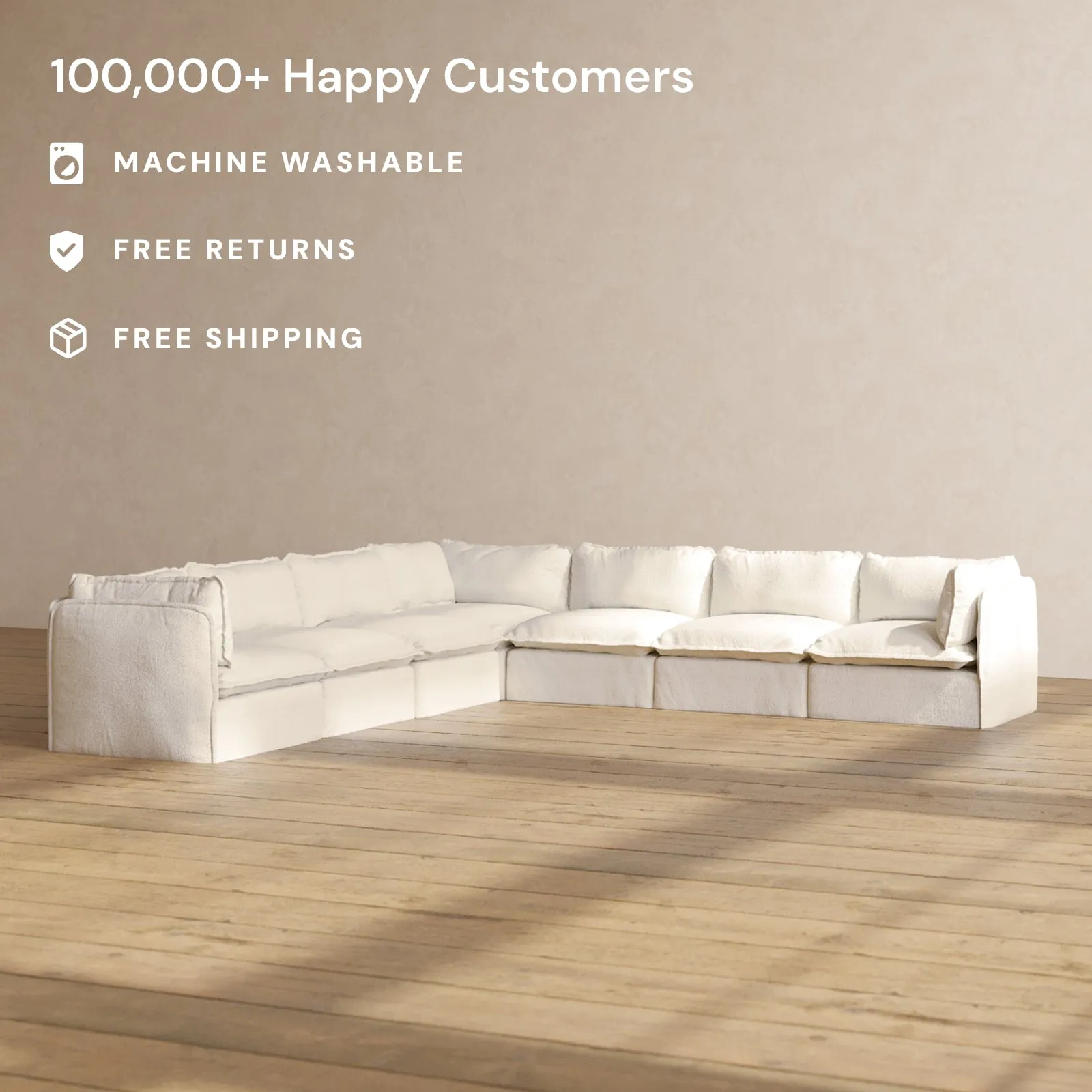 Modular Performance 7-Seater Corner Sectional in Mousse | Relaxed Blend