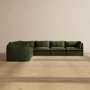 Modular Performance 7-Seater Corner Sectional in Olive | Deluxe Blend