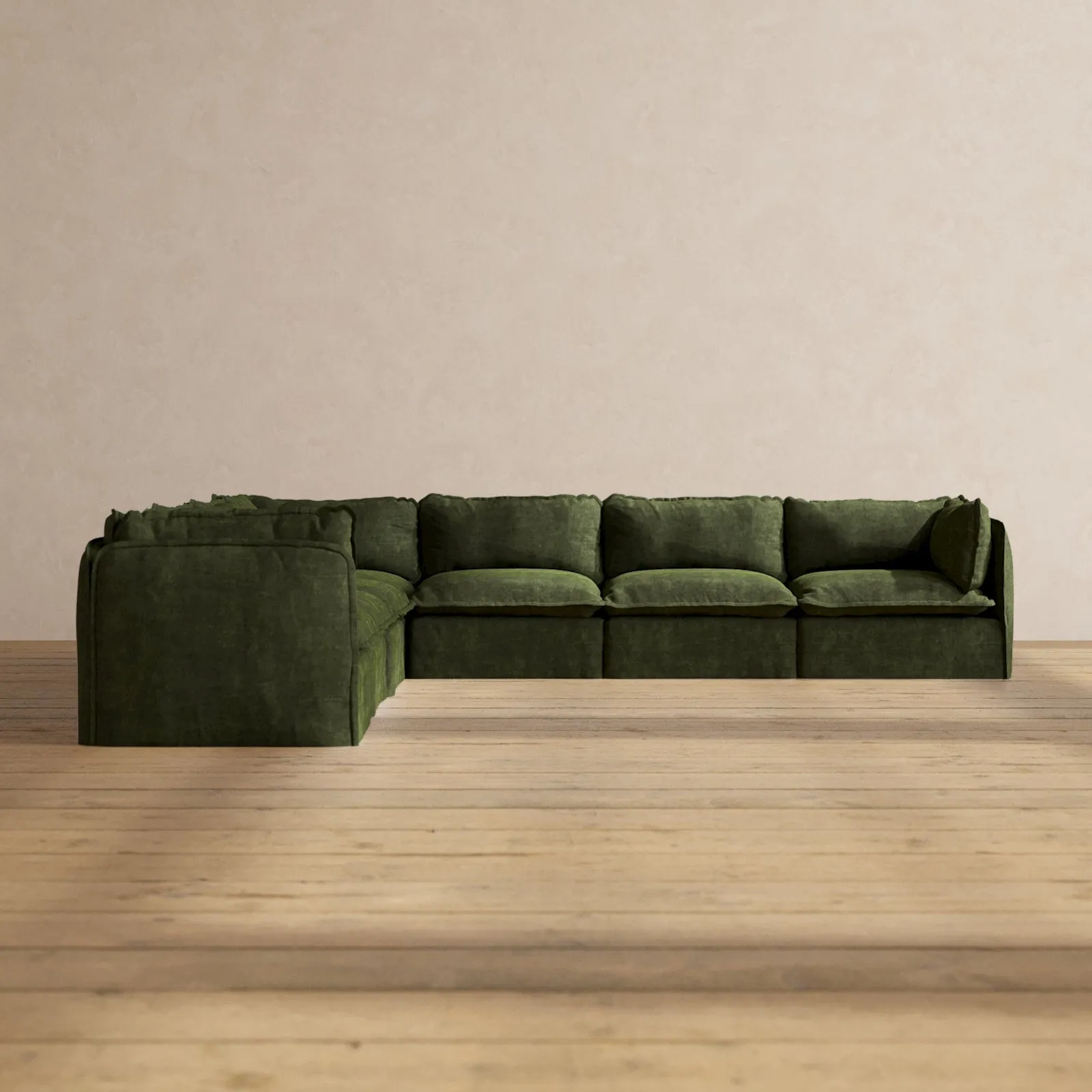 Modular Performance 7-Seater Corner Sectional in Olive | Deluxe Blend