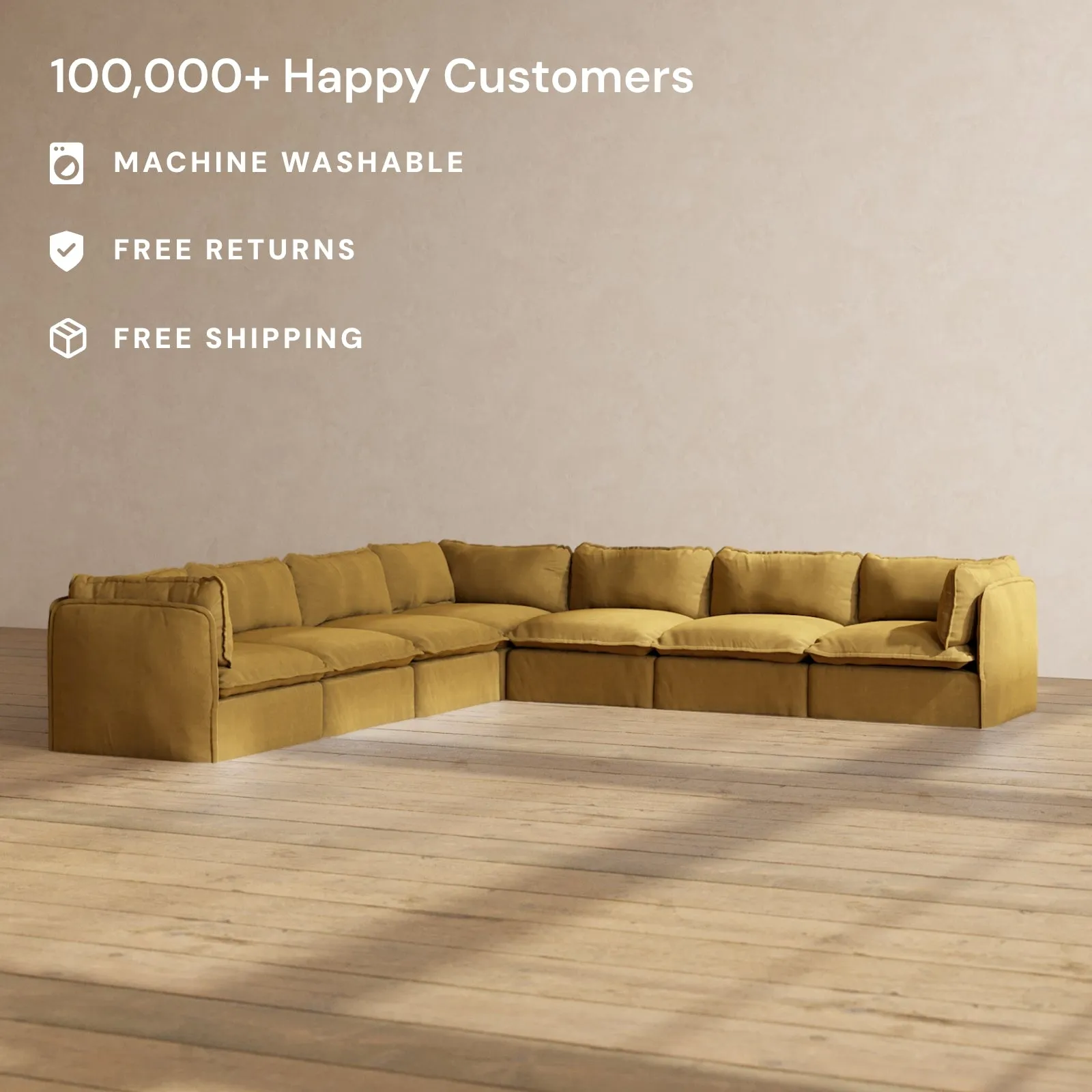 Modular Performance 7-Seater Corner Sectional in Toffee | Relaxed Blend