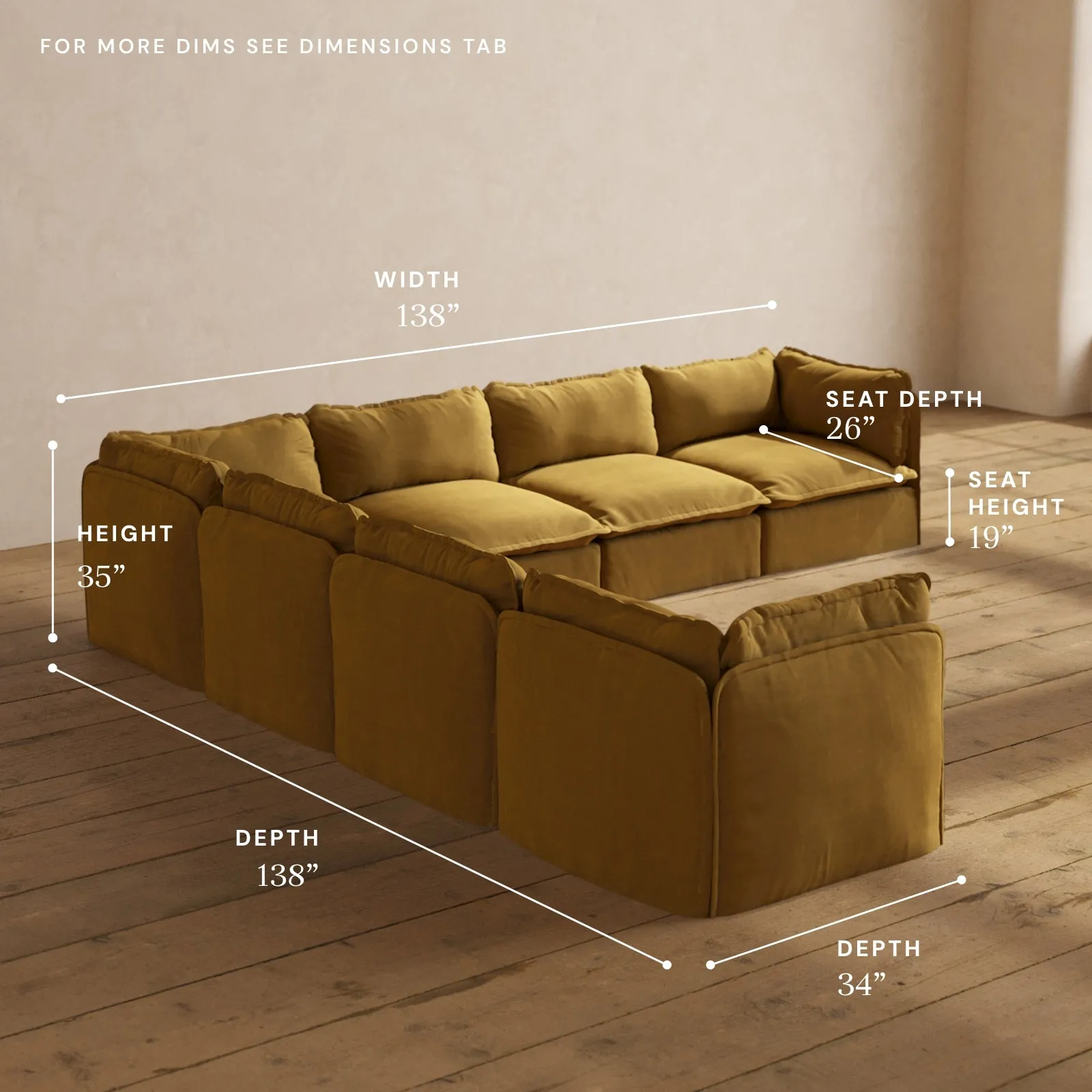 Modular Performance 7-Seater Corner Sectional in Toffee | Relaxed Blend