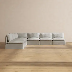 Modular Performance 7-Seater Open-Ends Corner Sectional in Cloud | Deluxe Blend