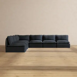Modular Performance 7-Seater Open-Ends Corner Sectional in Indigo | Deluxe Blend