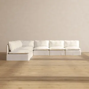 Modular Performance 7-Seater Open-Ends Corner Sectional in Mousse | Deluxe Blend