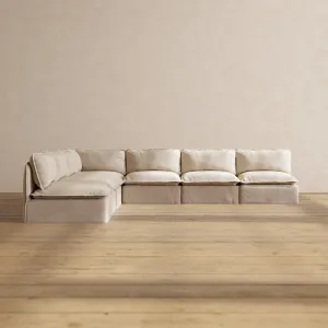 Modular Performance 7-Seater Open-Ends Corner Sectional in Oat | Relaxed Blend