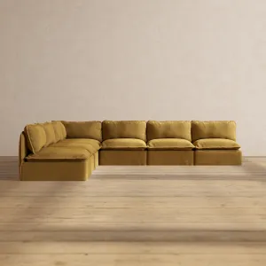 Modular Performance 7-Seater Open-Ends Corner Sectional in Toffee | Relaxed Blend
