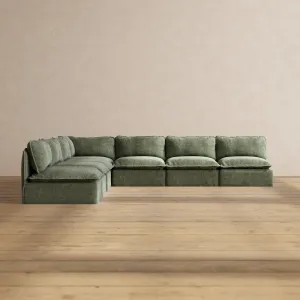 Modular Performance 7-Seater Open-Ends Corner Sectional in Willow | Deluxe Blend
