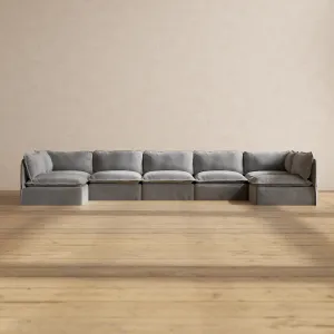 Modular Performance 7-Seater Open-Ends U-Sectional in Ash | Relaxed Blend