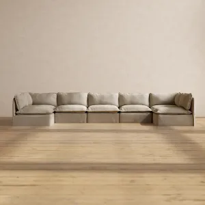 Modular Performance 7-Seater Open-Ends U-Sectional in Dune | Relaxed Blend