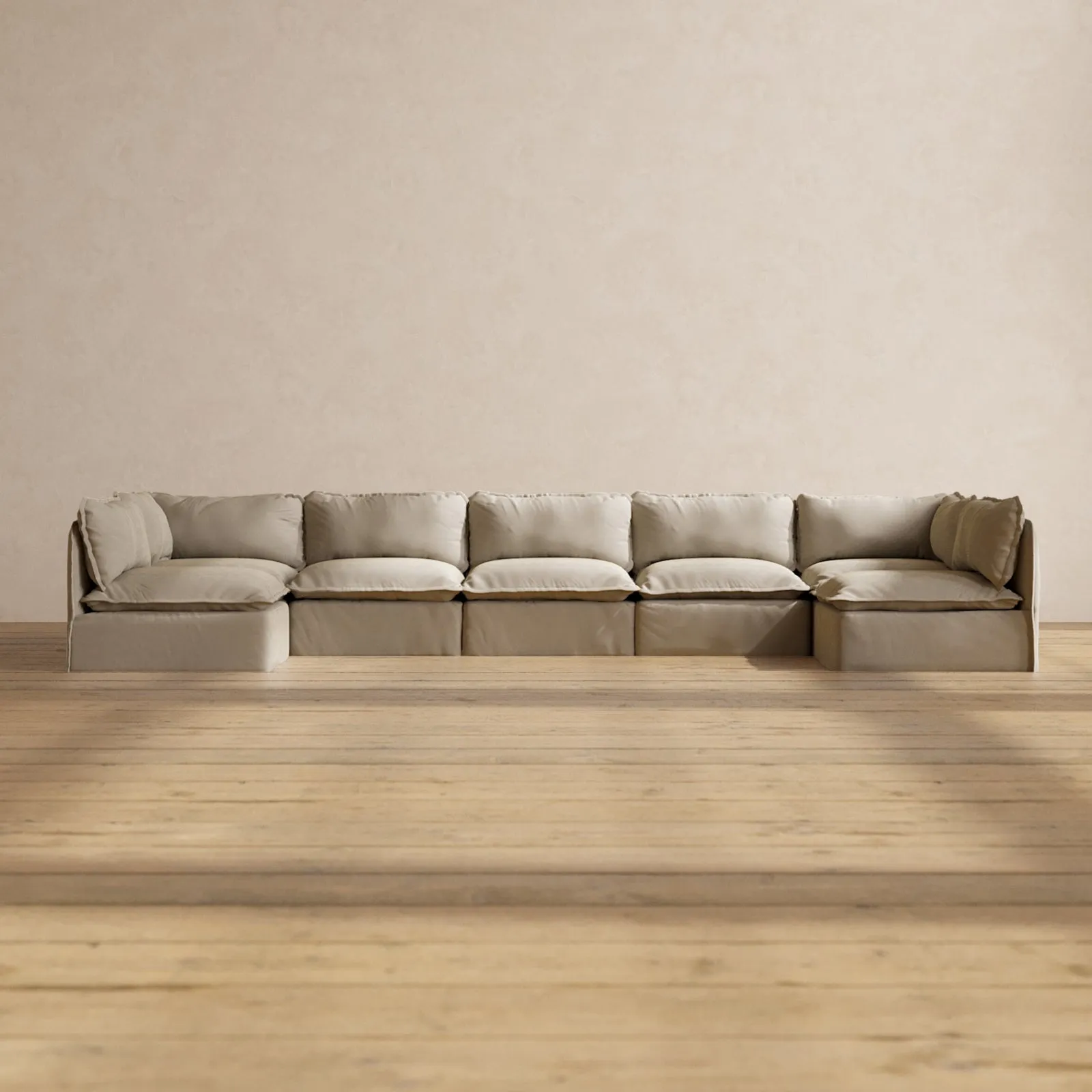 Modular Performance 7-Seater Open-Ends U-Sectional in Dune | Relaxed Blend