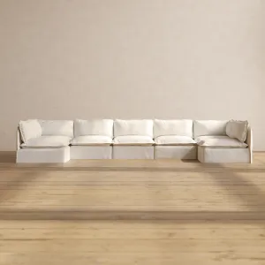 Modular Performance 7-Seater Open-Ends U-Sectional in Mousse | Relaxed Blend