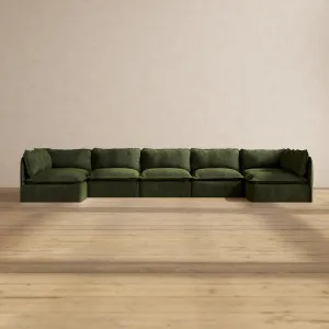 Modular Performance 7-Seater Open-Ends U-Sectional in Olive | Deluxe Blend