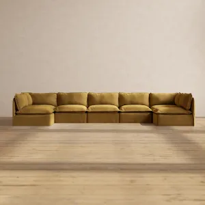 Modular Performance 7-Seater Open-Ends U-Sectional in Toffee | Deluxe Blend