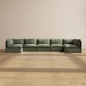 Modular Performance 7-Seater Open-Ends U-Sectional in Willow | Relaxed Blend
