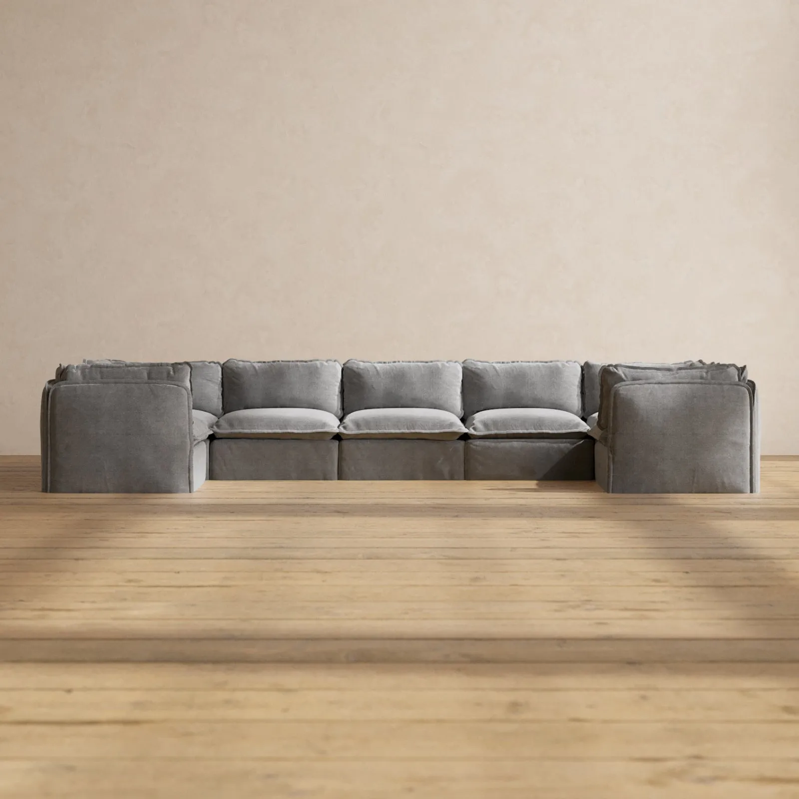 Modular Performance 7-Seater U-Sectional in Ash | Deluxe Blend
