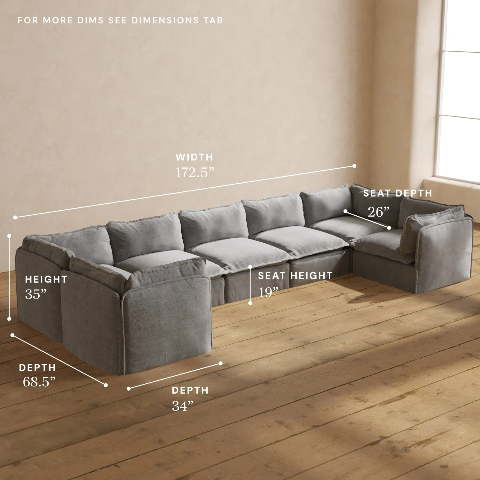 Modular Performance 7-Seater U-Sectional in Ash | Deluxe Blend