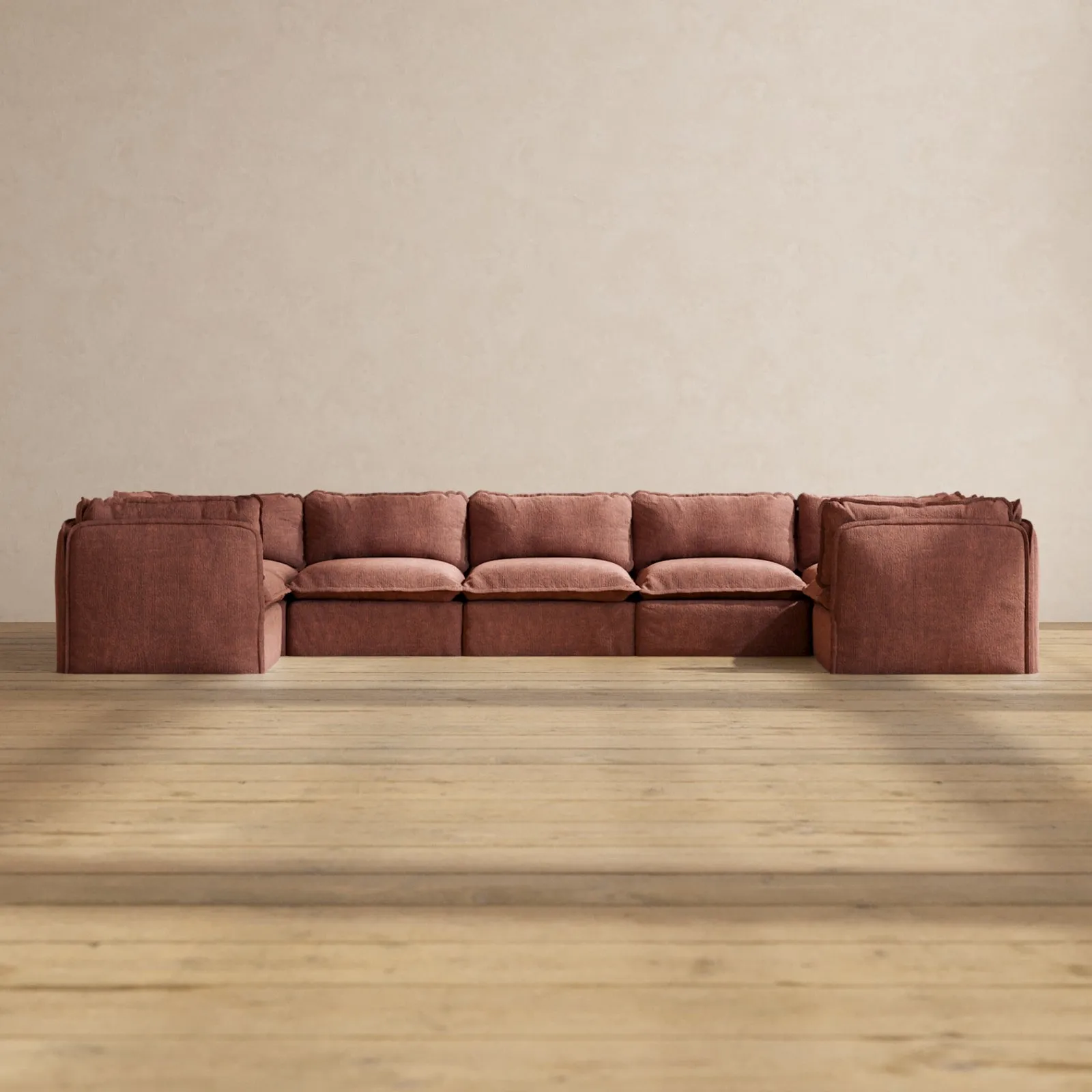 Modular Performance 7-Seater U-Sectional in Chestnut | Deluxe Blend