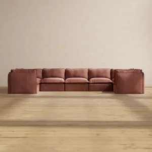 Modular Performance 7-Seater U-Sectional in Chestnut | Deluxe Blend