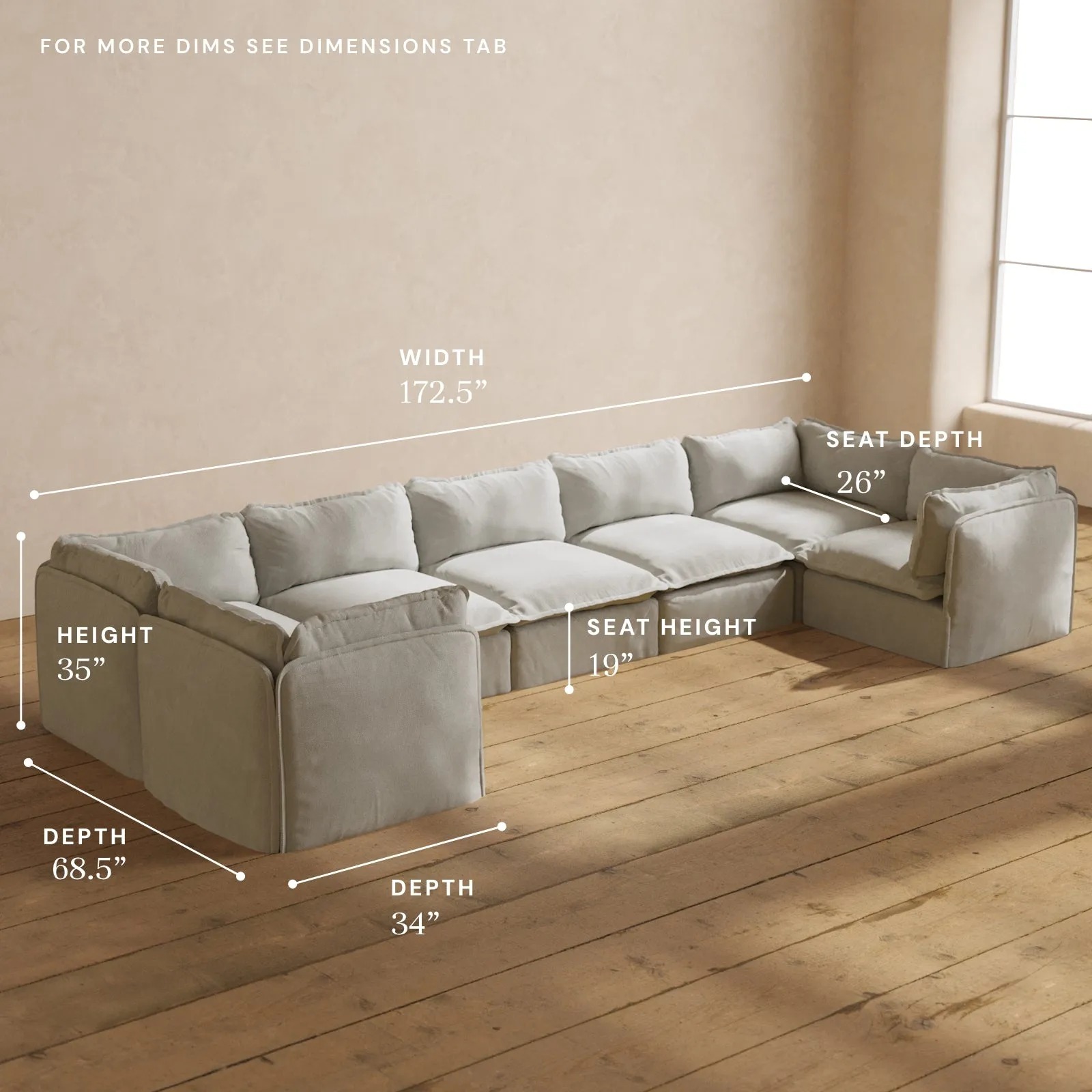 Modular Performance 7-Seater U-Sectional in Cloud | Relaxed Blend