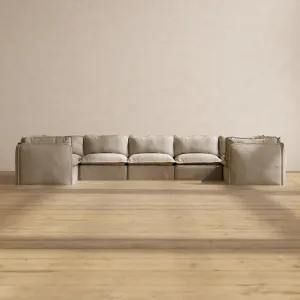 Modular Performance 7-Seater U-Sectional in Dune | Deluxe Blend
