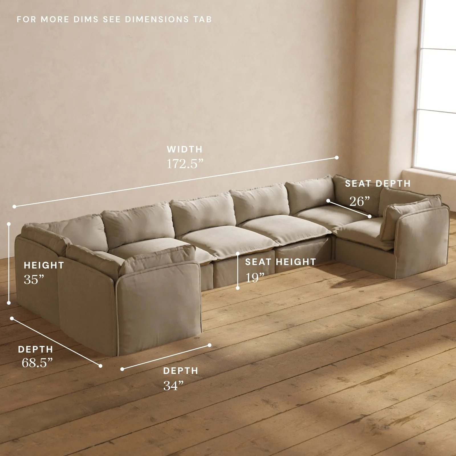 Modular Performance 7-Seater U-Sectional in Dune | Relaxed Blend
