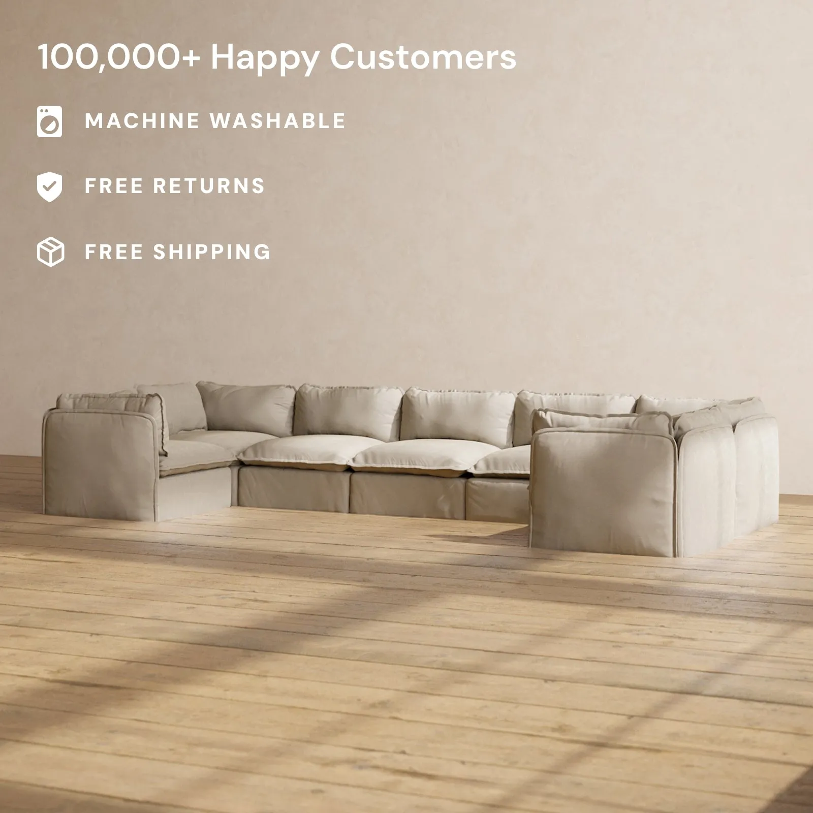 Modular Performance 7-Seater U-Sectional in Dune | Relaxed Blend