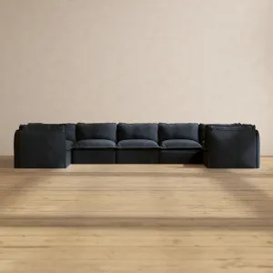 Modular Performance 7-Seater U-Sectional in Indigo | Relaxed Blend