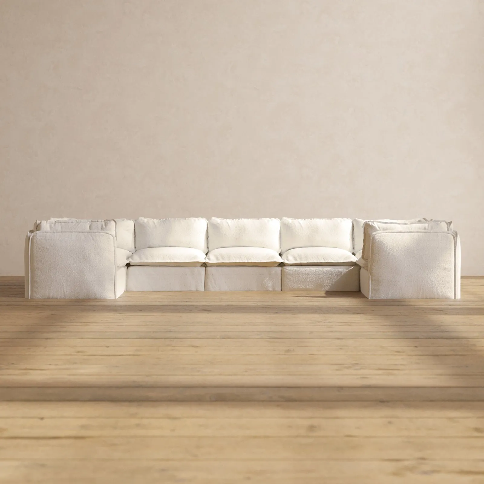 Modular Performance 7-Seater U-Sectional in Mousse | Deluxe Blend