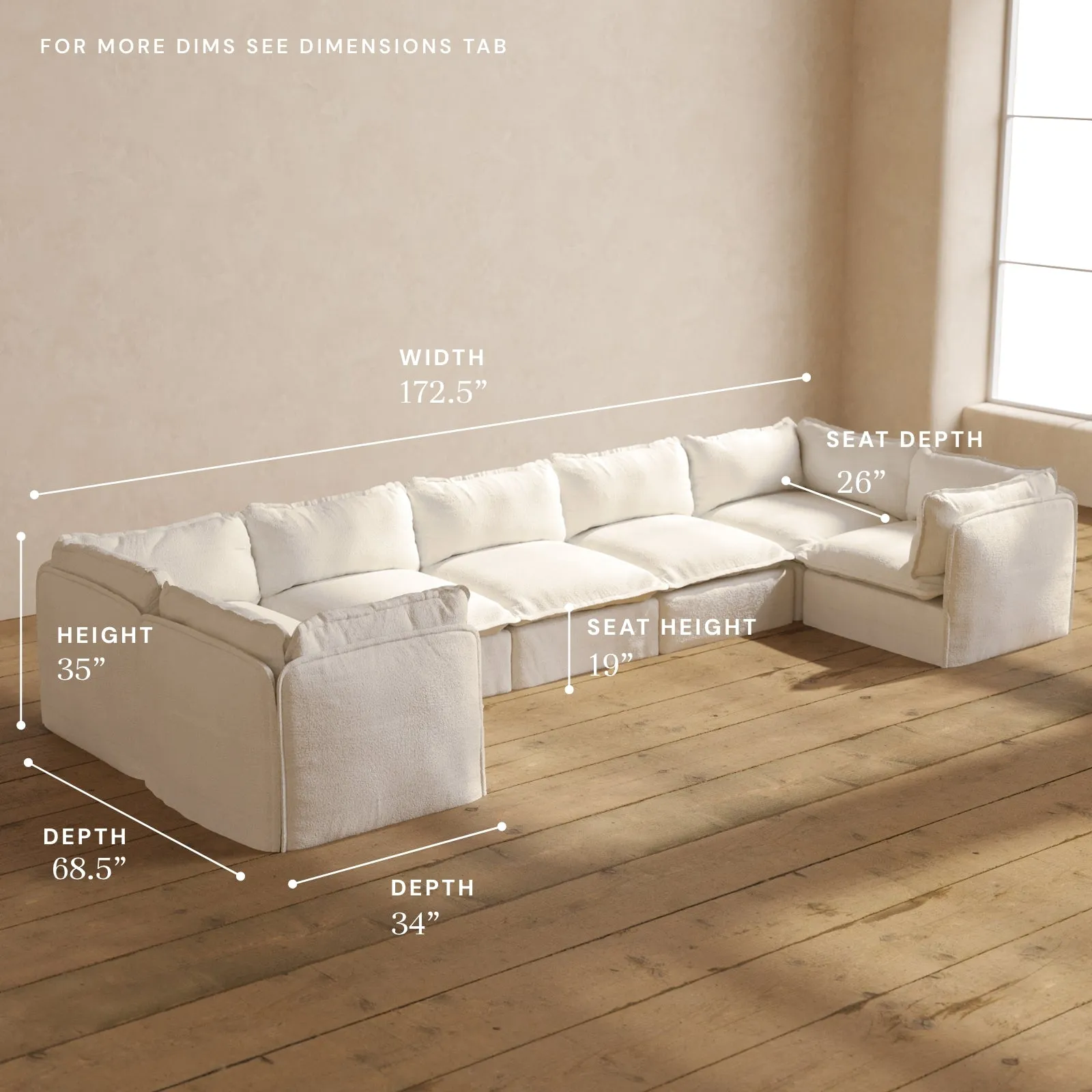 Modular Performance 7-Seater U-Sectional in Mousse | Deluxe Blend