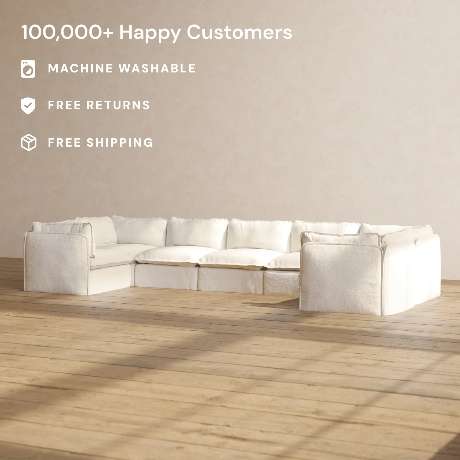 Modular Performance 7-Seater U-Sectional in Mousse | Deluxe Blend