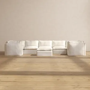 Modular Performance 7-Seater U-Sectional   Ottoman in Mousse | Relaxed Blend