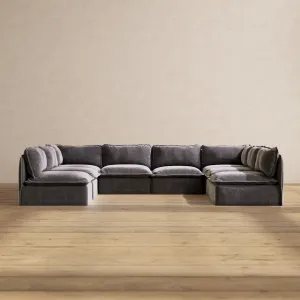 Modular Performance 8-Seater Open-Ends U-Sectional in Cinder | Deluxe Blend