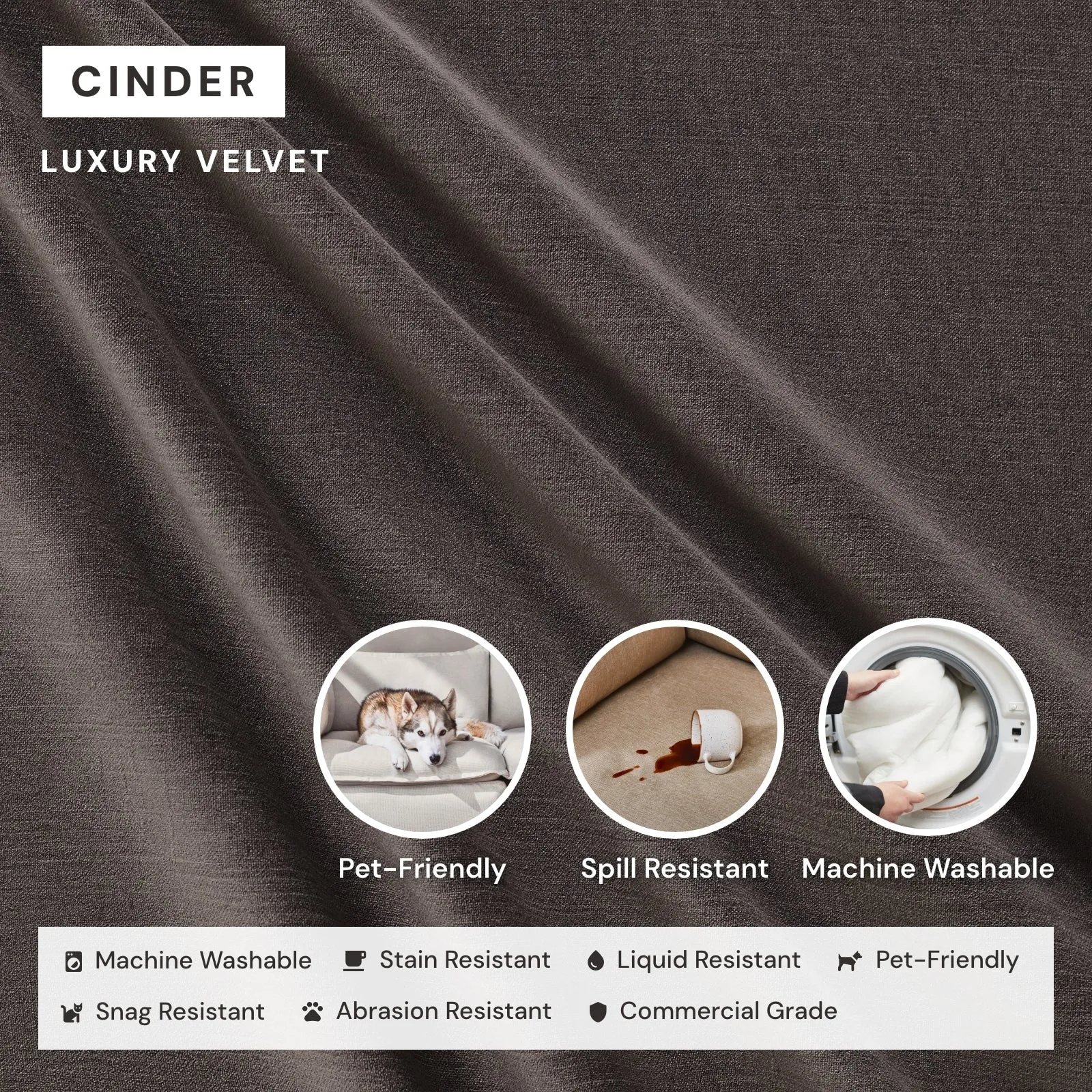 Modular Performance 8-Seater Open-Ends U-Sectional in Cinder | Deluxe Blend