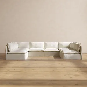 Modular Performance 8-Seater Open-Ends U-Sectional in Eggshell | Deluxe Blend