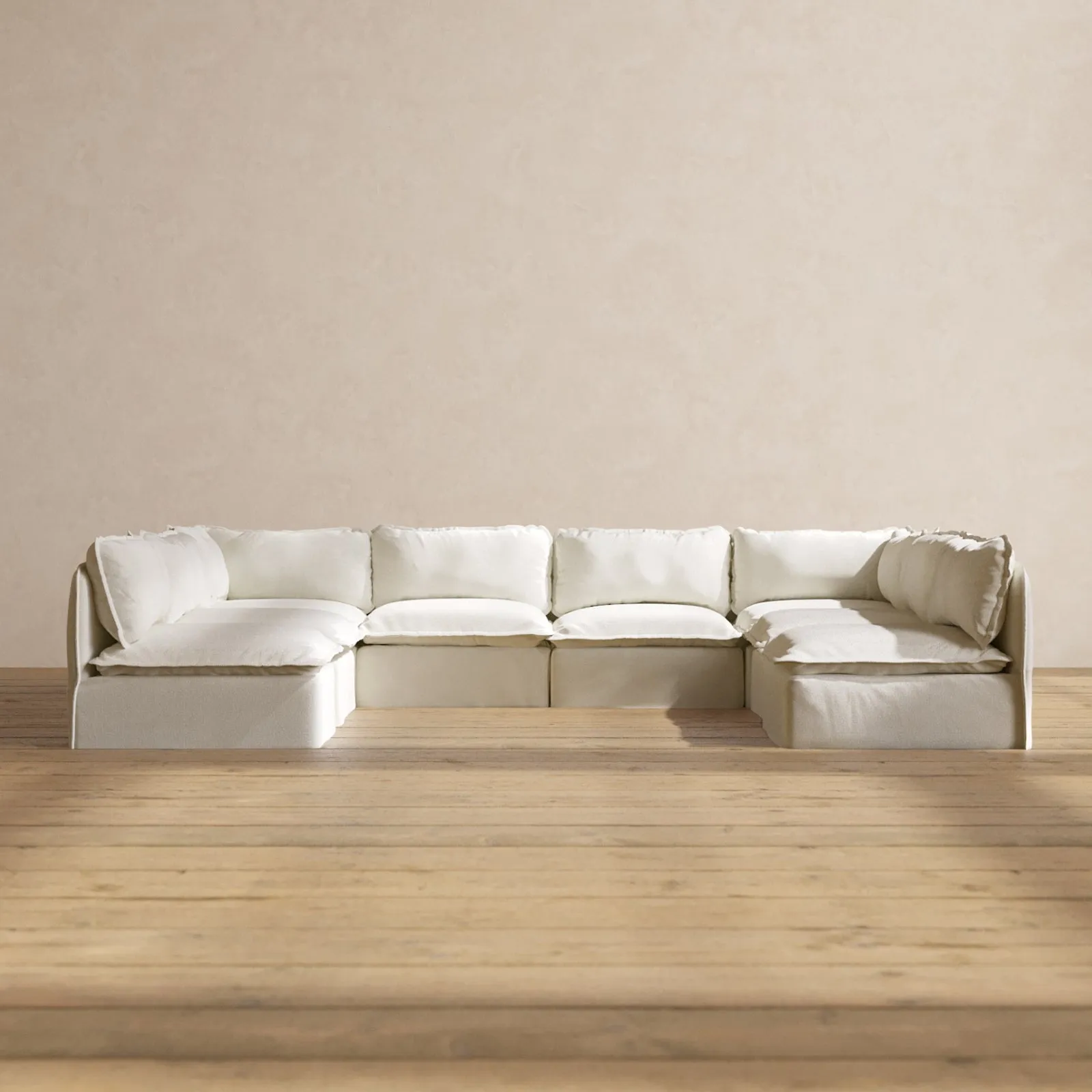 Modular Performance 8-Seater Open-Ends U-Sectional in Eggshell | Deluxe Blend