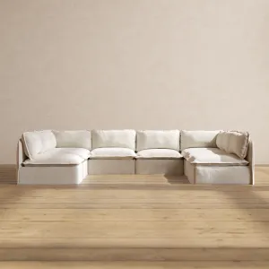 Modular Performance 8-Seater Open-Ends U-Sectional in Flour | Deluxe Blend