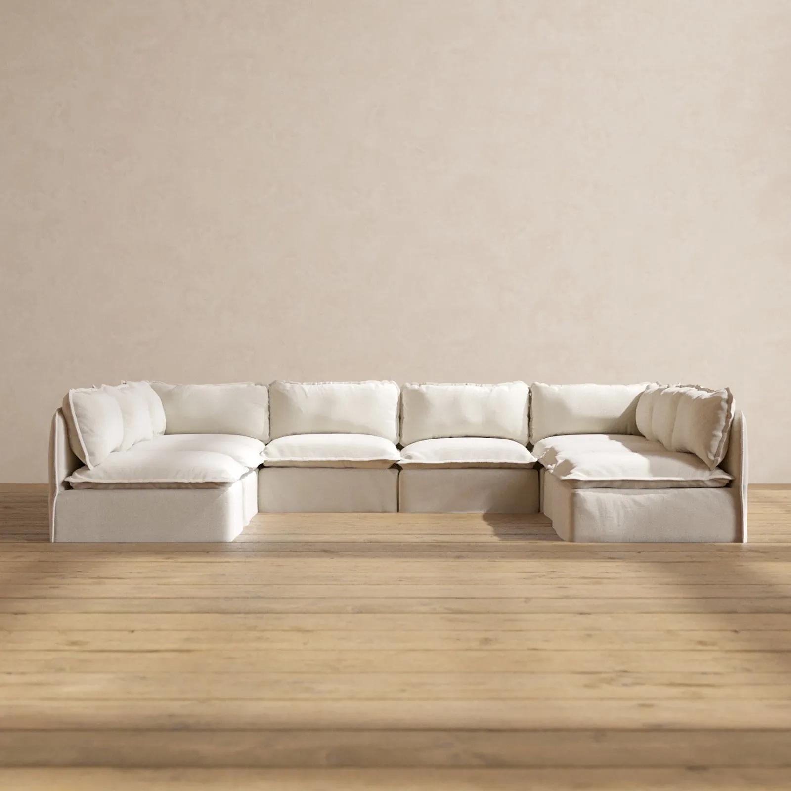 Modular Performance 8-Seater Open-Ends U-Sectional in Flour | Deluxe Blend