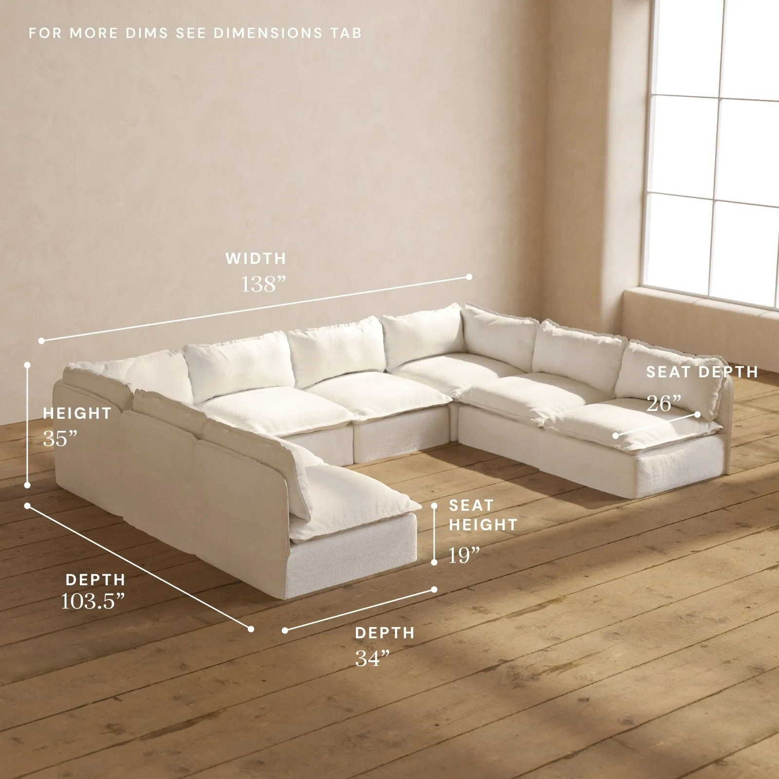 Modular Performance 8-Seater Open-Ends U-Sectional in Mousse | Deluxe Blend