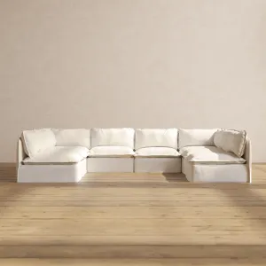 Modular Performance 8-Seater Open-Ends U-Sectional in Mousse | Deluxe Blend