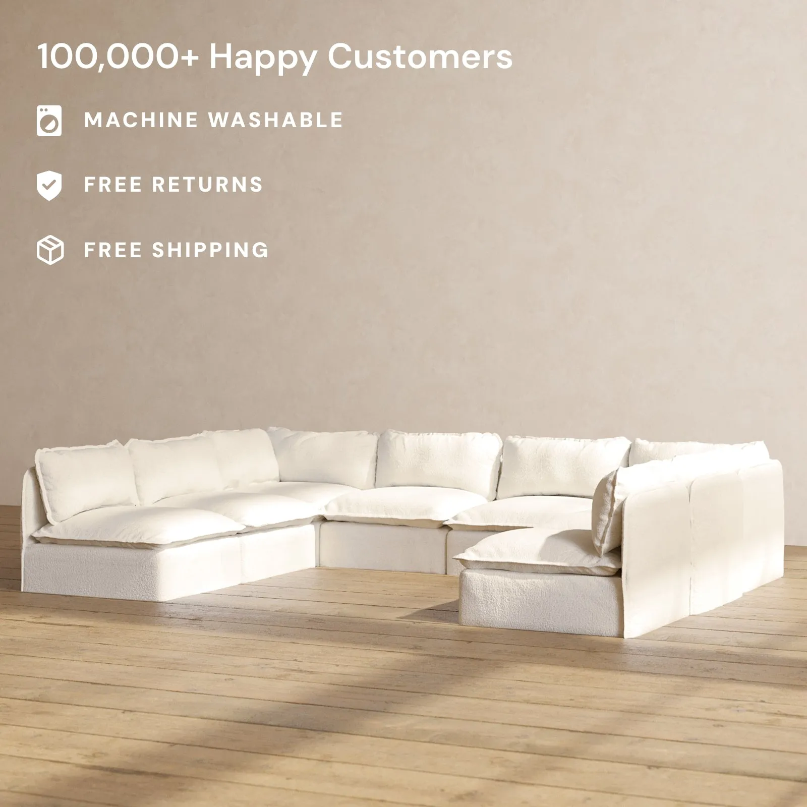 Modular Performance 8-Seater Open-Ends U-Sectional in Mousse | Relaxed Blend