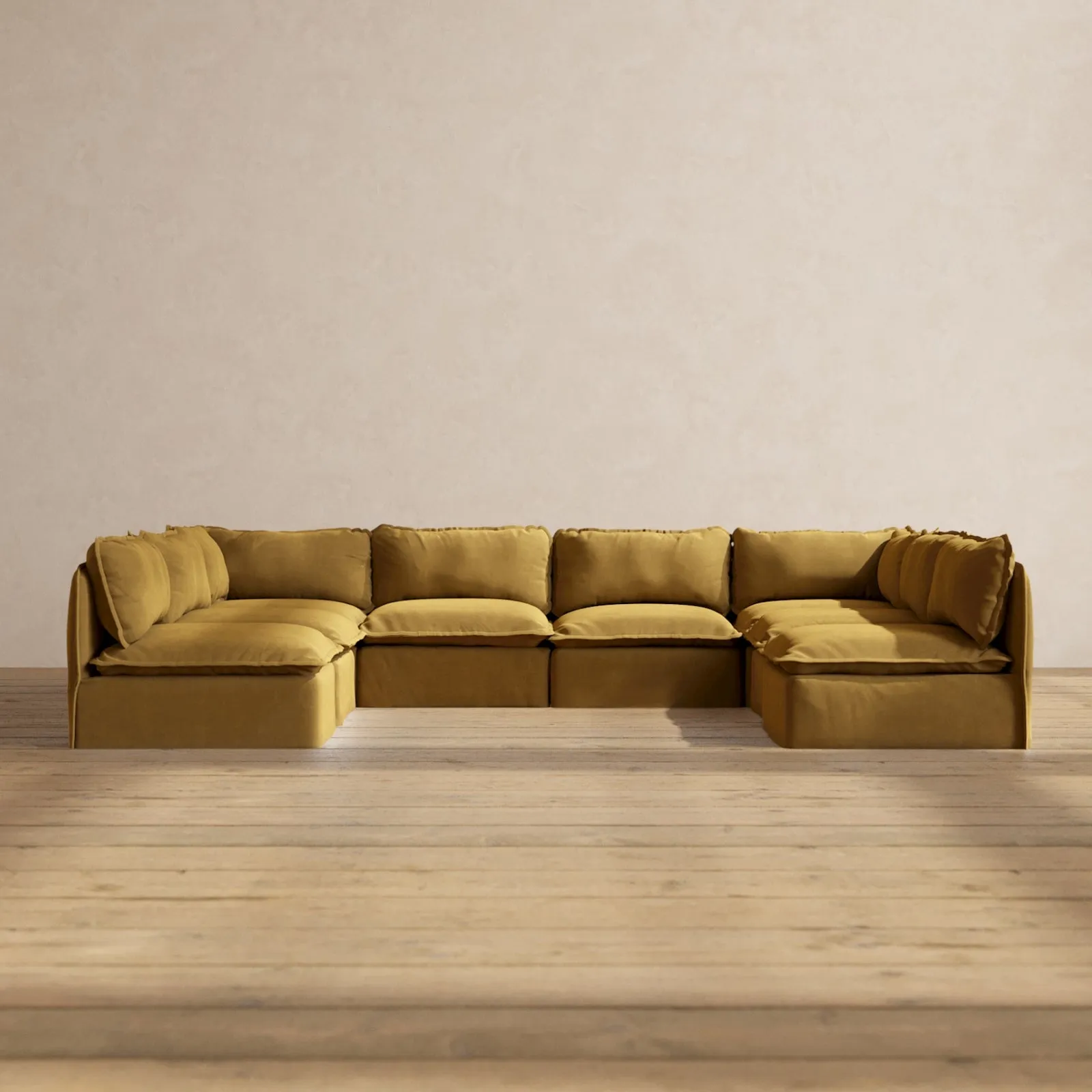 Modular Performance 8-Seater Open-Ends U-Sectional in Toffee | Relaxed Blend