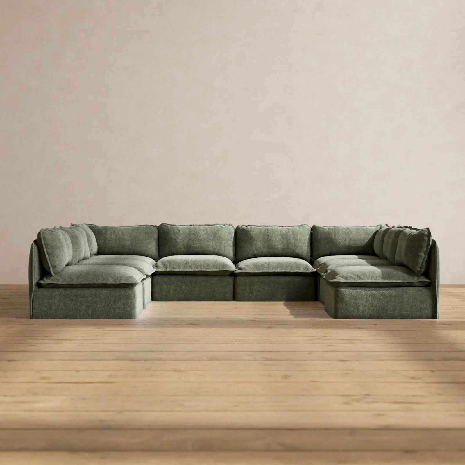 Modular Performance 8-Seater Open-Ends U-Sectional in Willow | Relaxed Blend