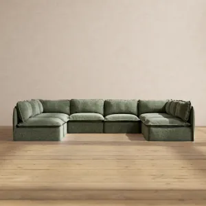 Modular Performance 8-Seater Open-Ends U-Sectional in Willow | Relaxed Blend