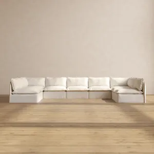 Modular Performance 9-Seater Open-Ends U-Sectional in Mousse | Deluxe Blend