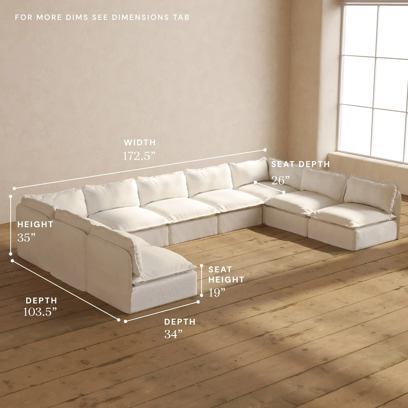 Modular Performance 9-Seater Open-Ends U-Sectional in Mousse | Deluxe Blend