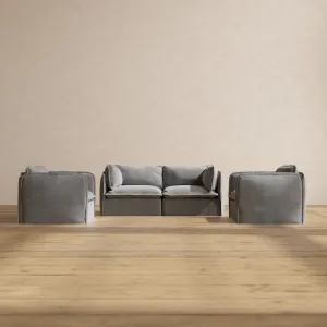 Modular Washable 2-Seater Sofa   Armchair Set in Ash | Deluxe  Seat | Cloud Pillow