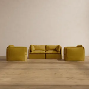Modular Washable 2-Seater Sofa   Armchair Set in Kiiro | Memorix  Seat | Contour Pillow