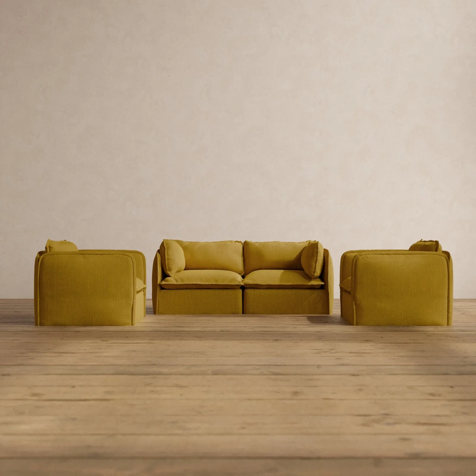 Modular Washable 2-Seater Sofa   Armchair Set in Kiiro | Memorix  Seat | Contour Pillow